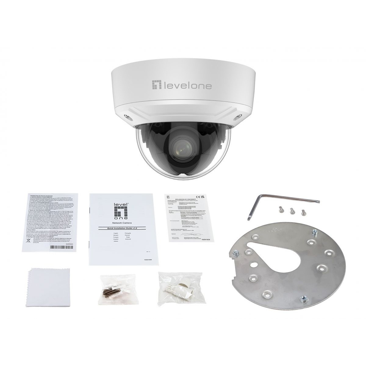 LevelOne IPCam 4xZ   Dome Fix Out 2MP/H.265/IR/ 10W/PoE/IP67
