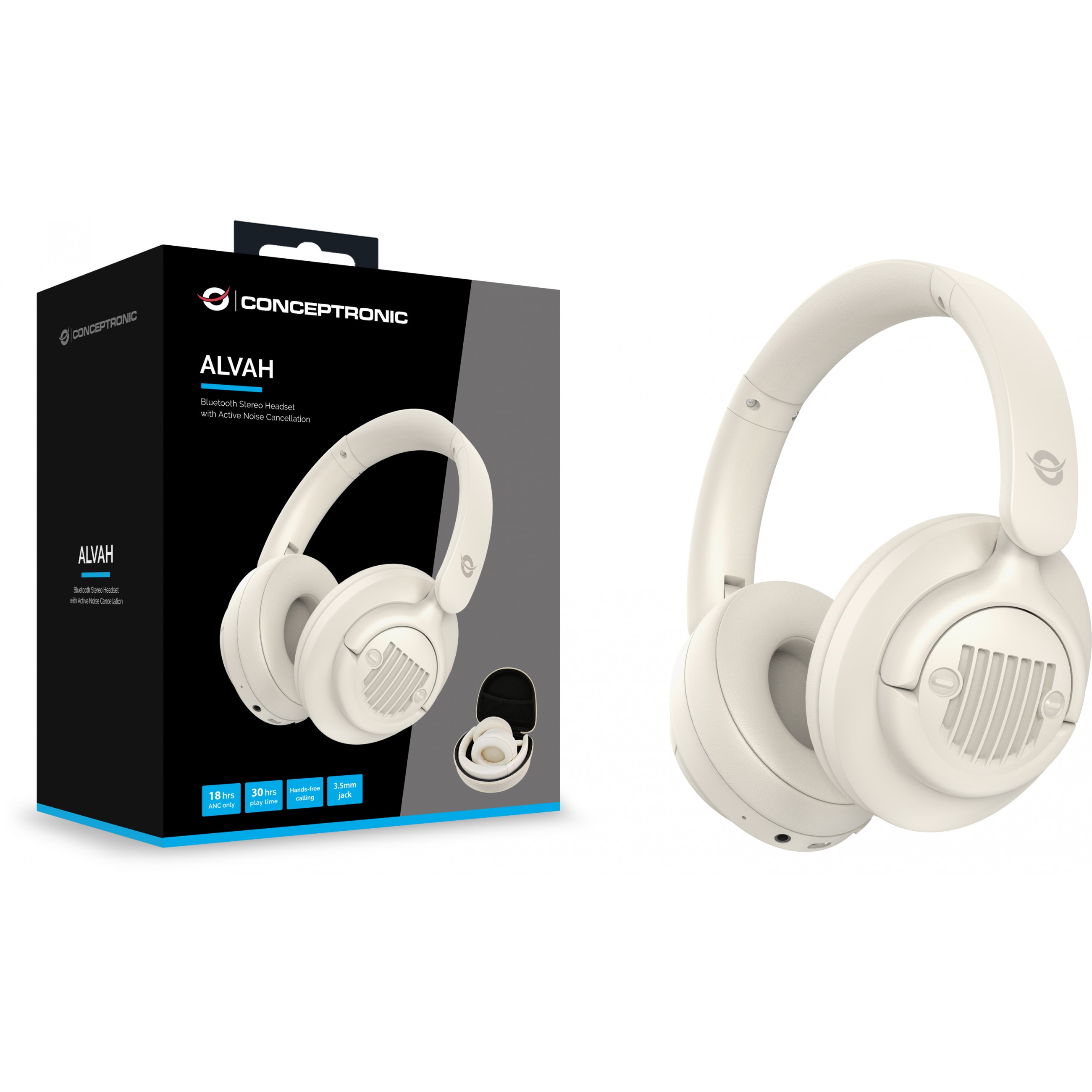 CONCEPTRONIC Headset Stereo WLS BT5.4/Mik./ANC/Case 25Std ws