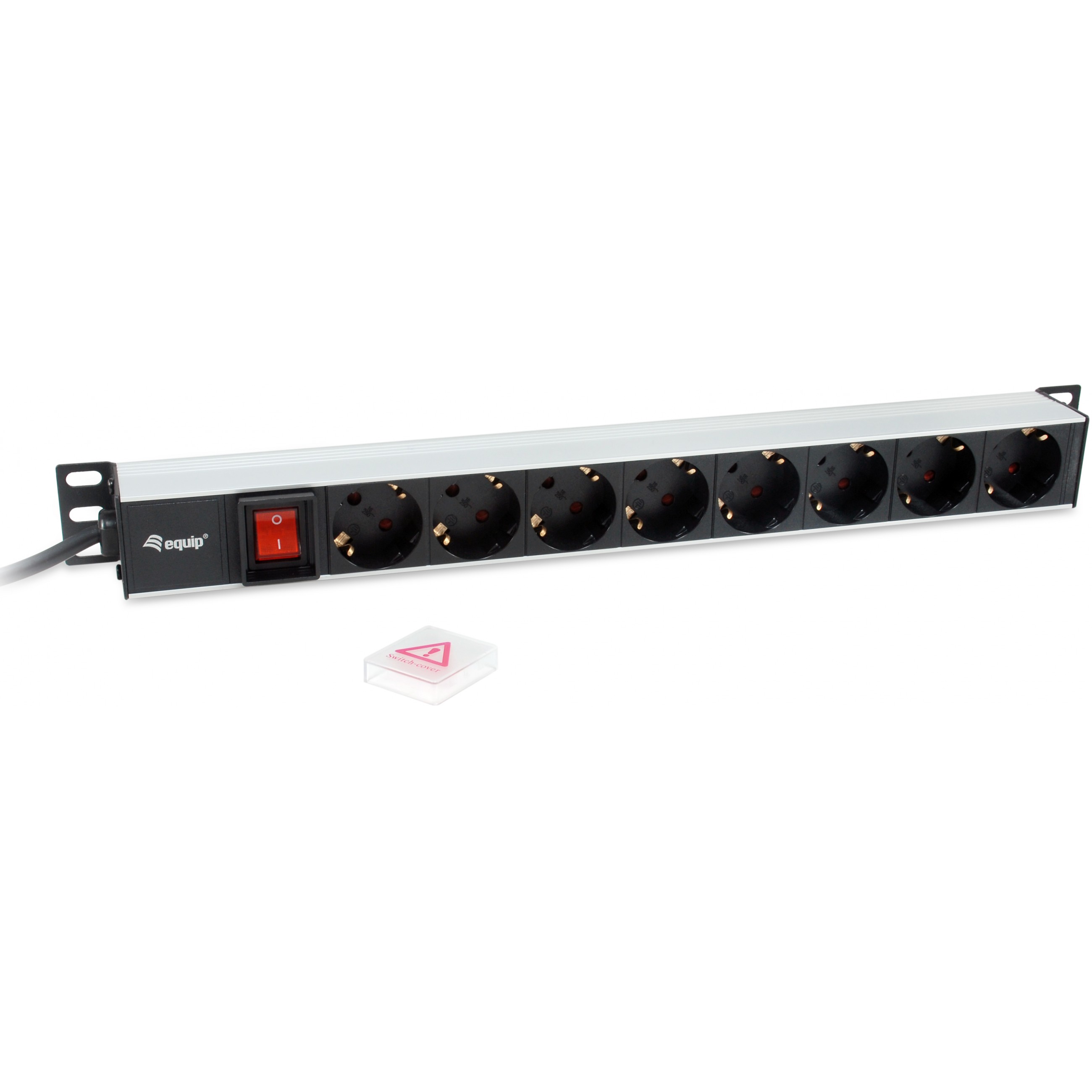 Equip 19 Steckdosenleiste CEE7/7 90°->8xSchuko+Switch  Alu.