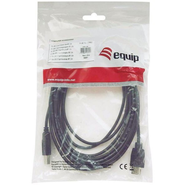 Equip USB2.0 Druckerkabel USB-A->USB-B  St/St  2.00m schwarz Polybeutel