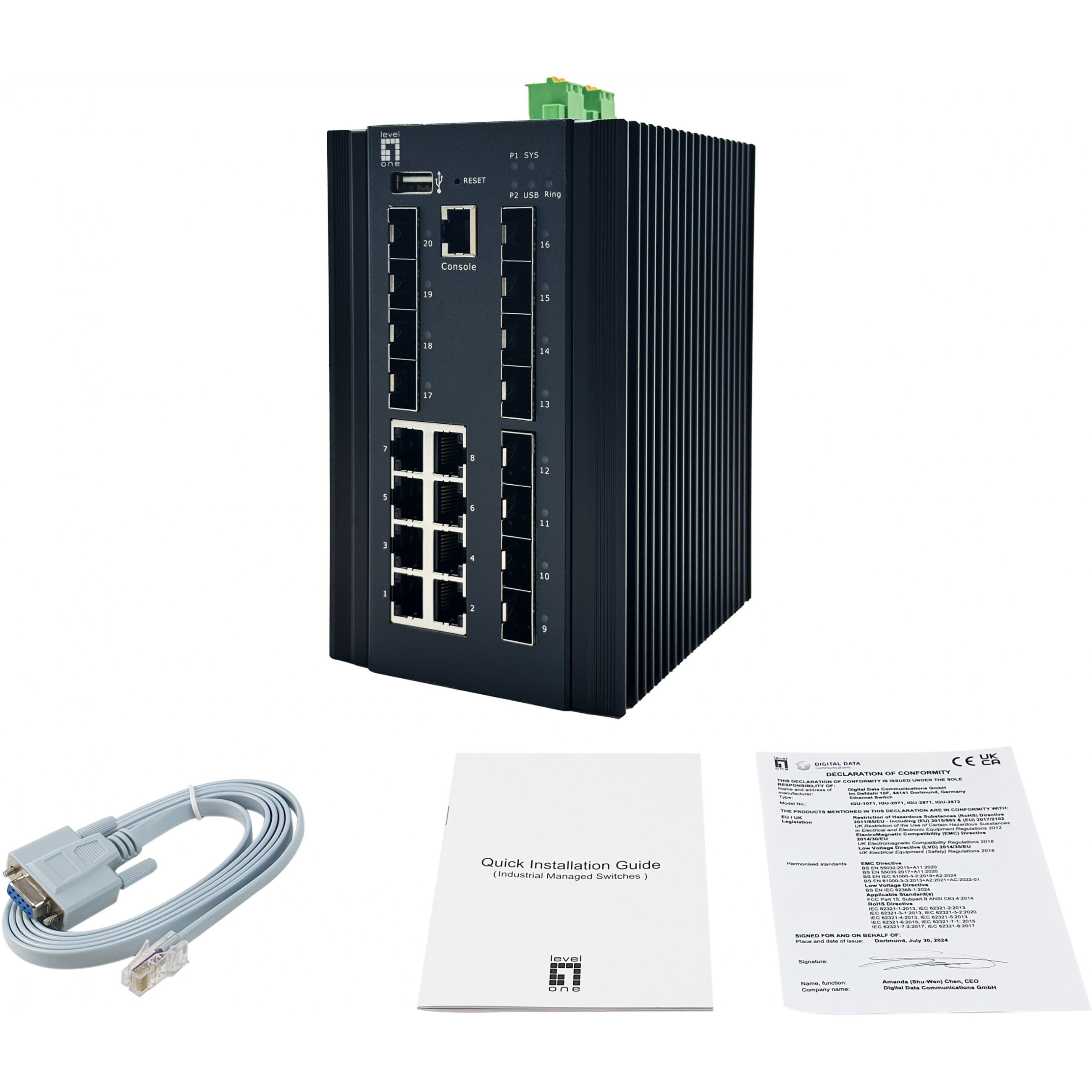 LevelOne Industr.Switch  8xGE/8x1GSFP/4x10GSFP+   Managed L2
