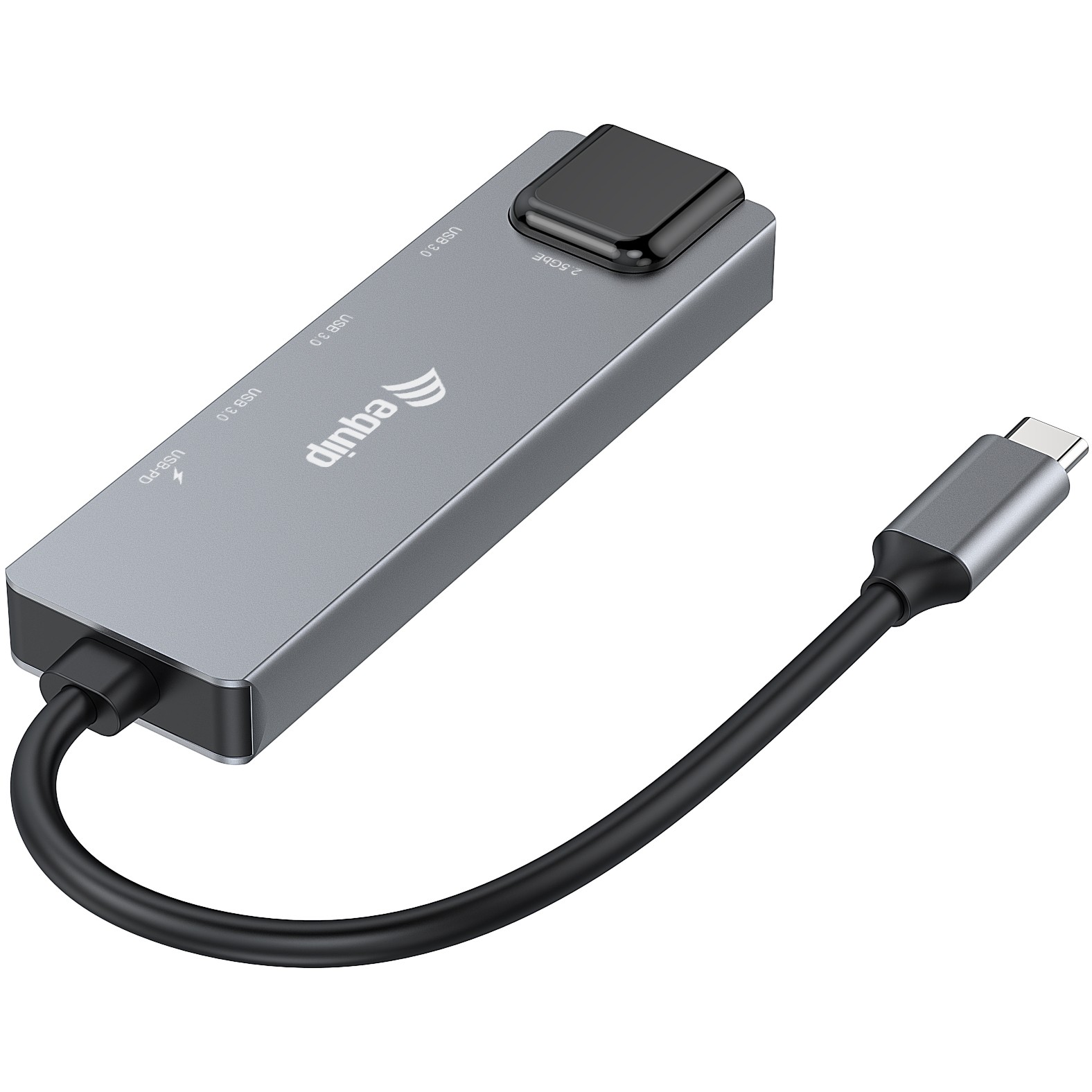 Equip Adapter USB-C->RJ45/2xUSB-A/USB-C/PD        0.25m Alu.