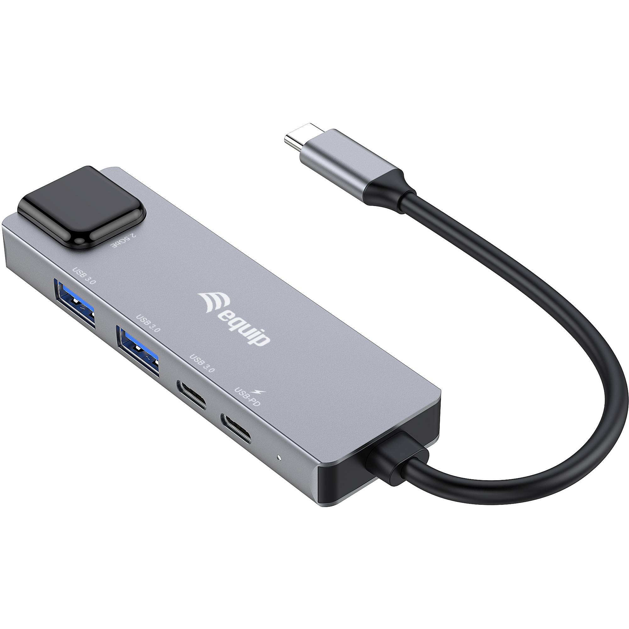 Equip Adapter USB-C->RJ45/2xUSB-A/USB-C/PD        0.25m Alu.