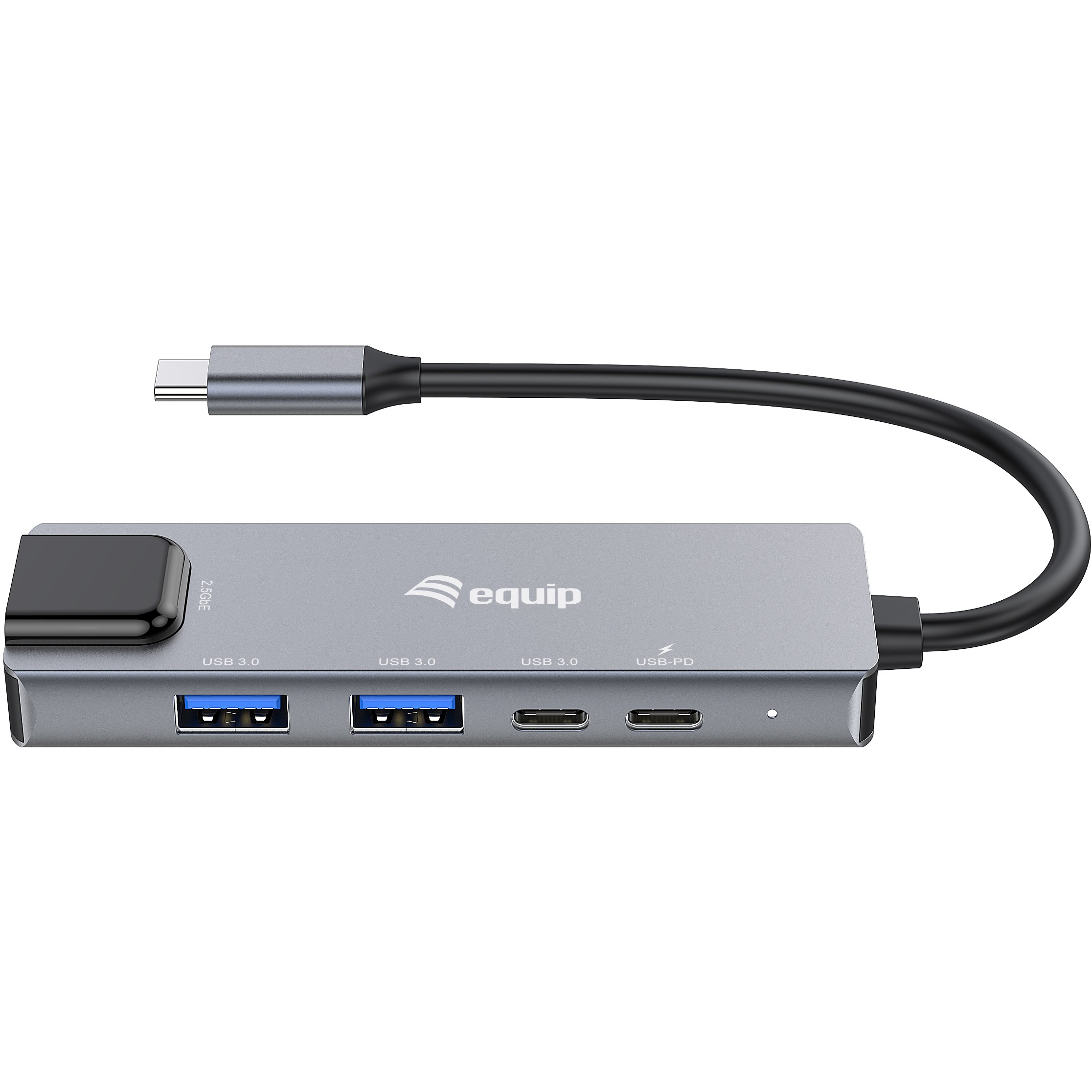 Equip Adapter USB-C->RJ45/2xUSB-A/USB-C/PD        0.25m Alu.