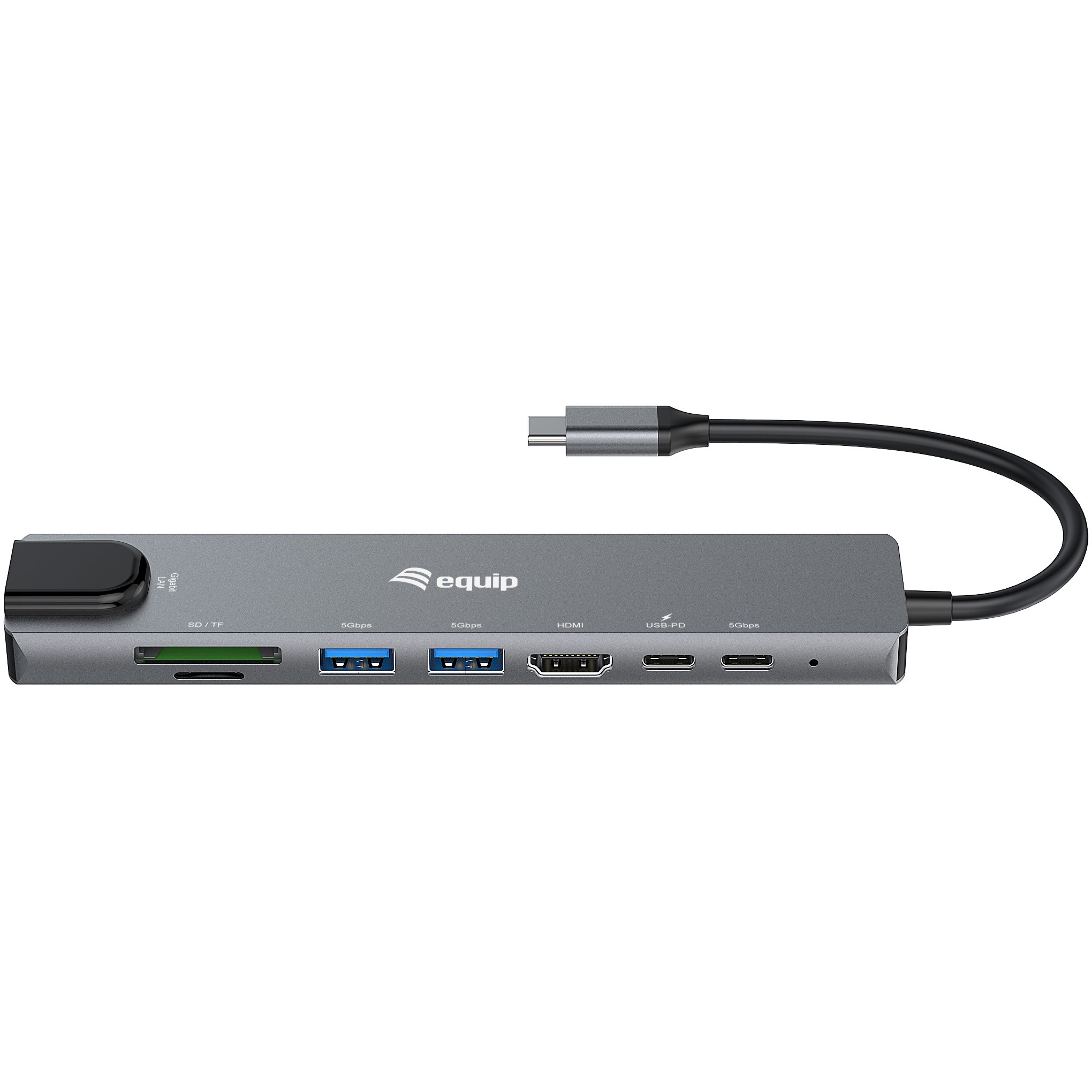 Equip Adapter USB-C->HDMI/GbE/2xUSB-A/+  4K/ 30Hz 0.25m Alu.