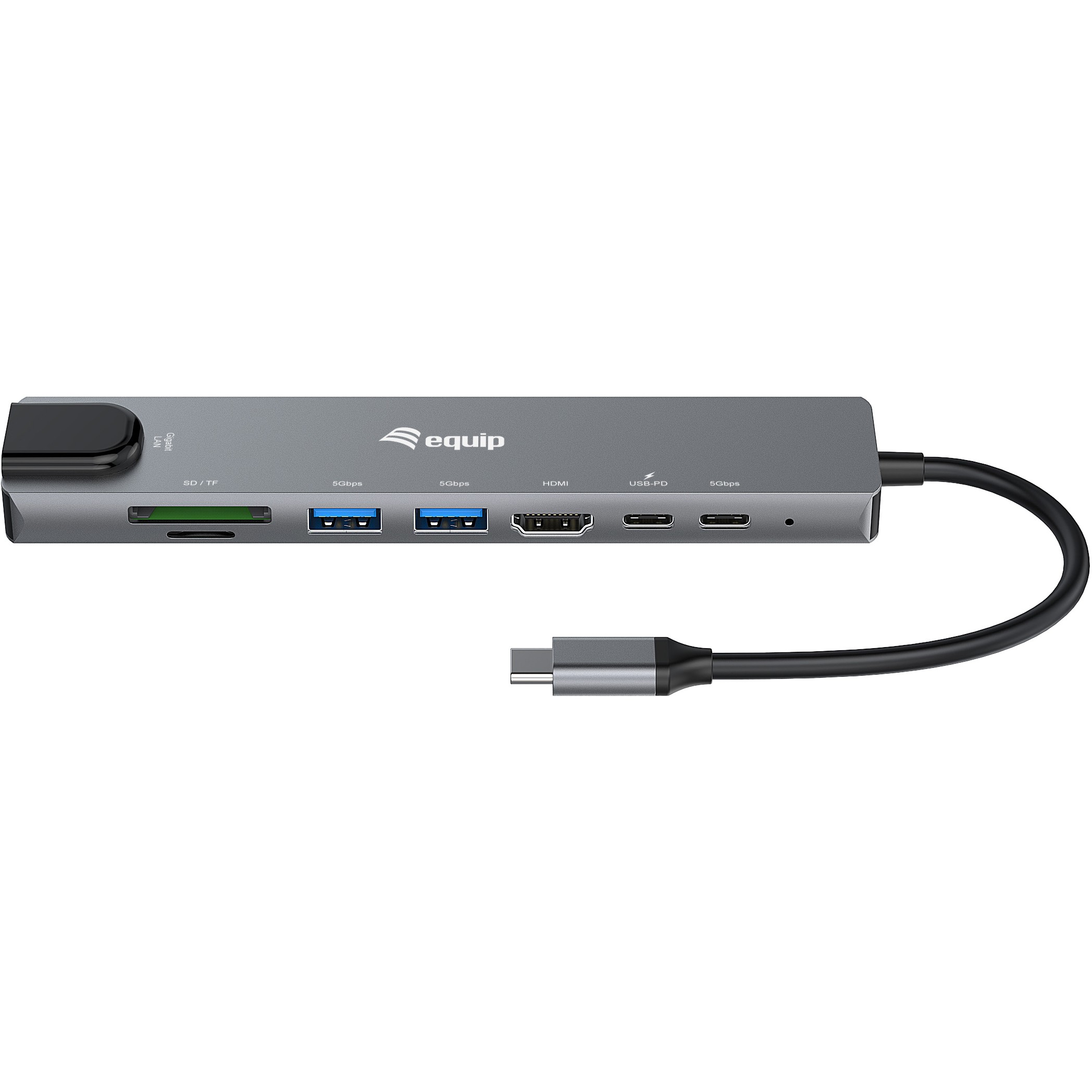 Equip Adapter USB-C->HDMI/GbE/2xUSB-A/+  4K/ 30Hz 0.25m Alu.