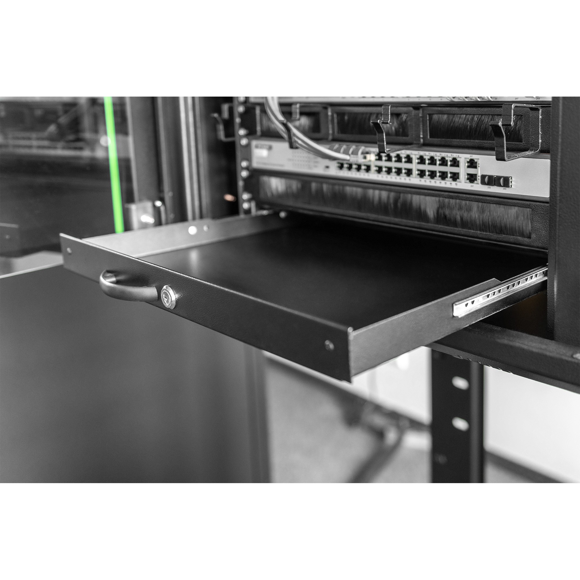 DIGITUS Schublade 1HE 483mm       schwarz abschließbar