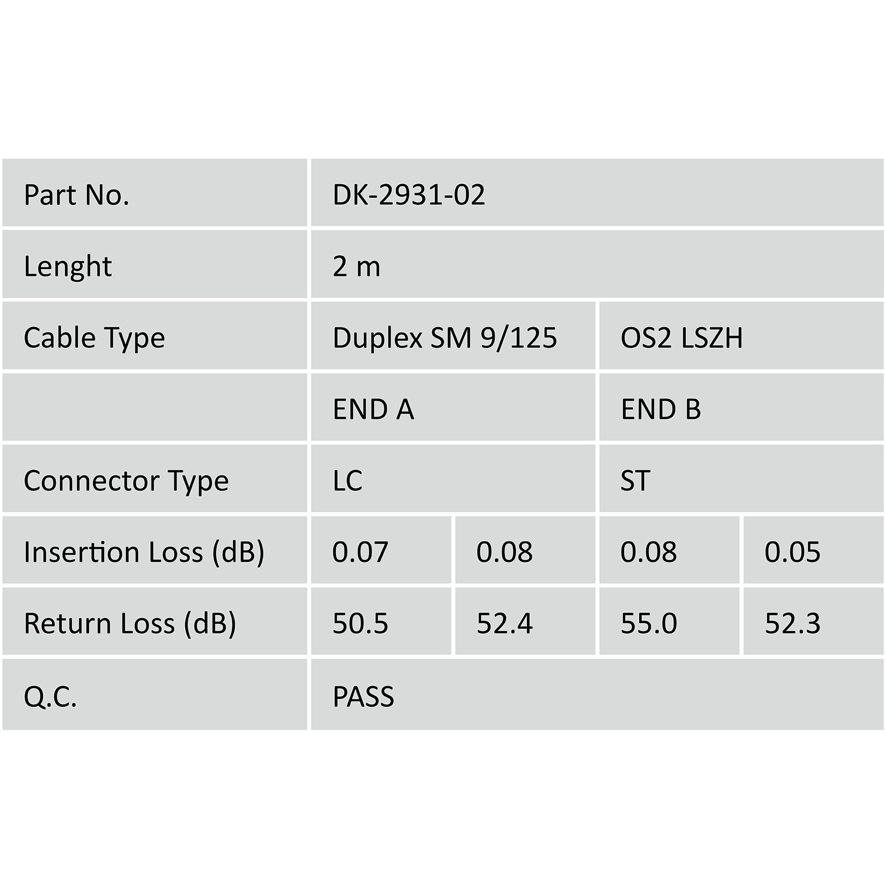 DIGITUS LWL Patchkabel LC -> ST 2.00m Singlemode Duplex OS2