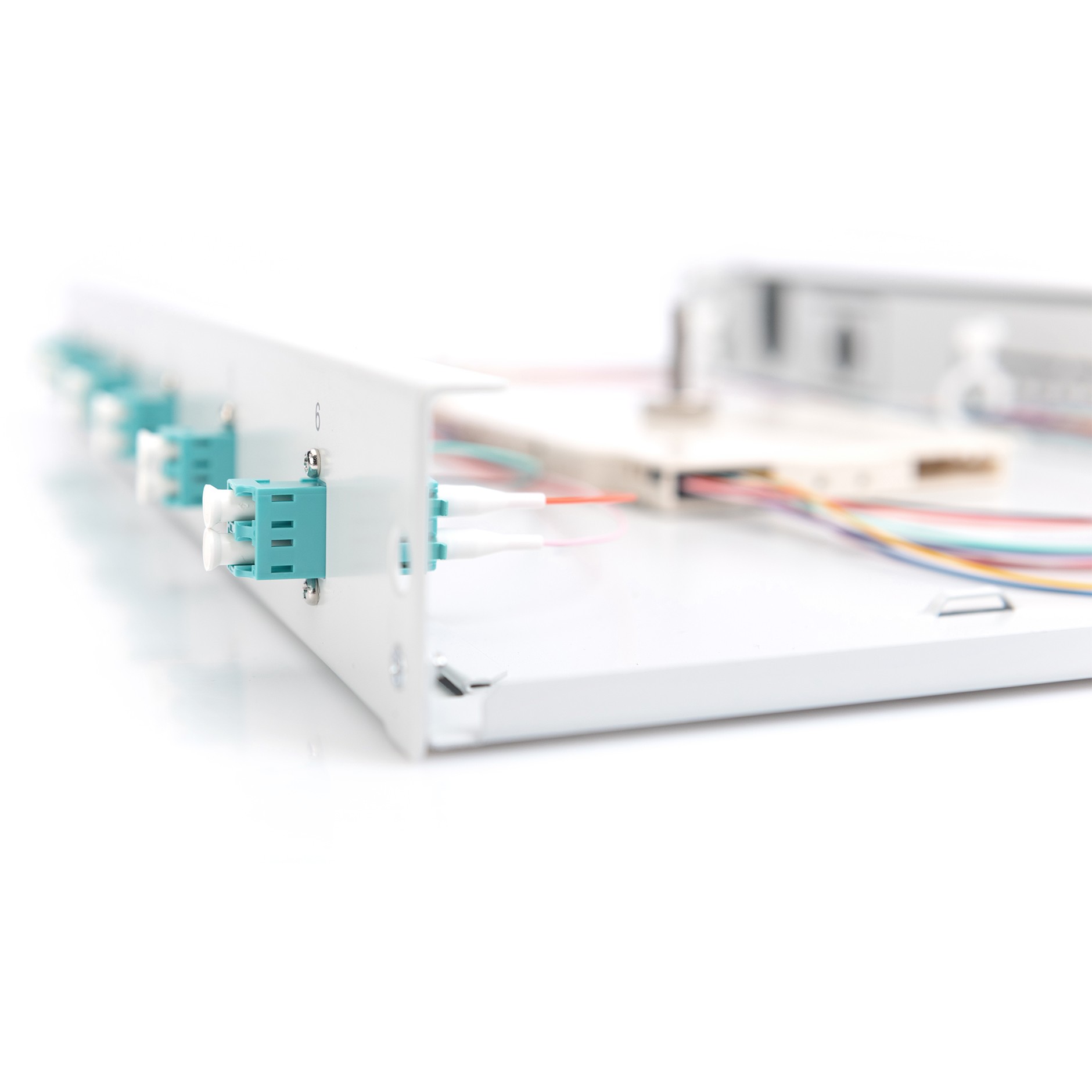 DIGITUS LWL Spleißbox 1HE bestückt  6x LC DX OM3 grau