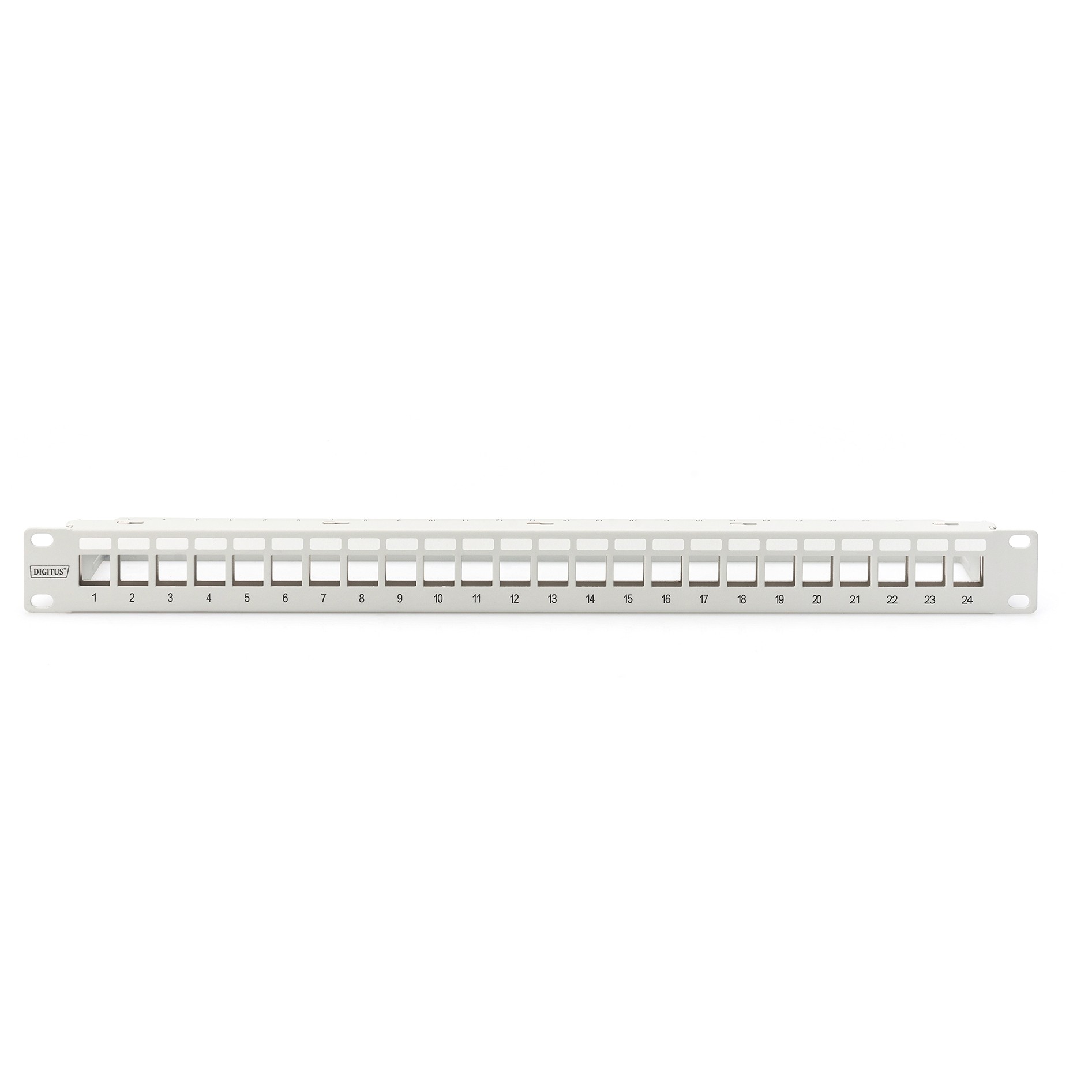 Modular Patch-Panel leer 1HE DN-91410 geschirmt RAL7035, für 24 Keystone Jacks