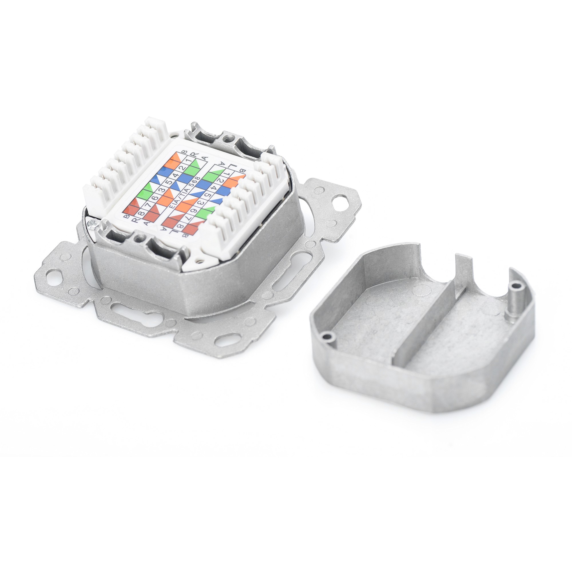 DIGITUS Anschlussdose Cat6a 2xRJ45 geschirmt Unterputz weiß