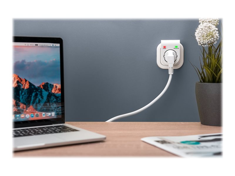 DIGITUS Überspannungsschutzadapter für Steckdose weiß