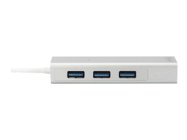 DIGITUS USB-Hub    3-Port 3.0->3xA3.0 1xLAN integr. Kabel we