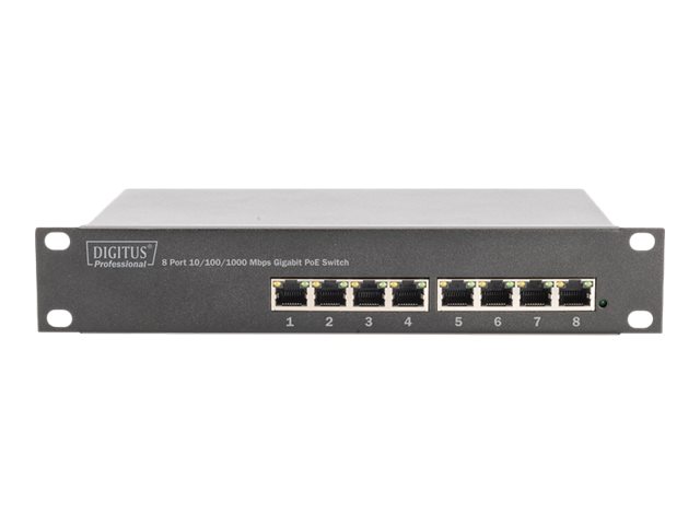 DIGITUS Switch 8-Port  Gigabit 10 80W PoE Unmanaged schwarz