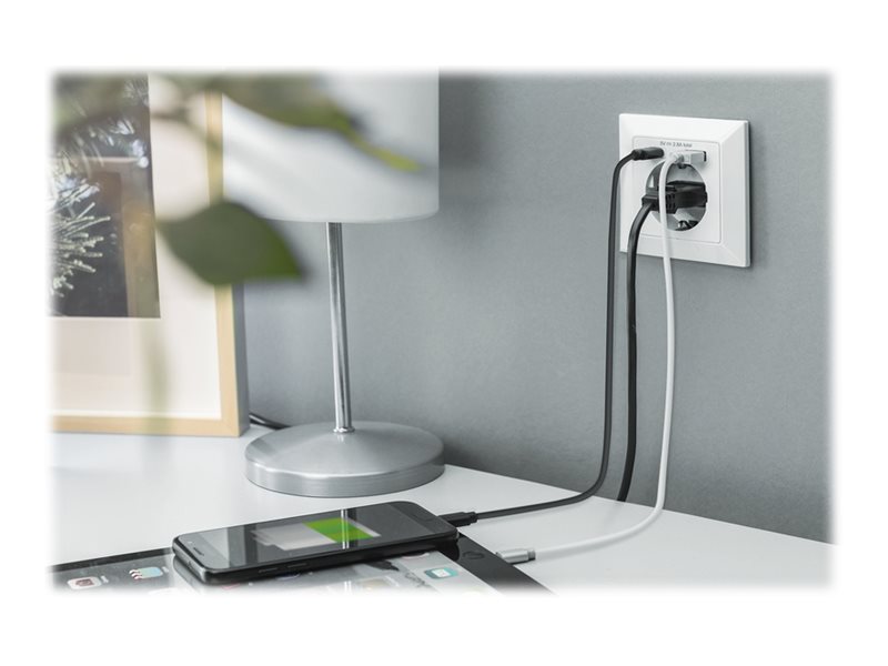 DIGITUS Unterputzdose 230V + 1 x USB-A + 1 x USB-C Reinweiss