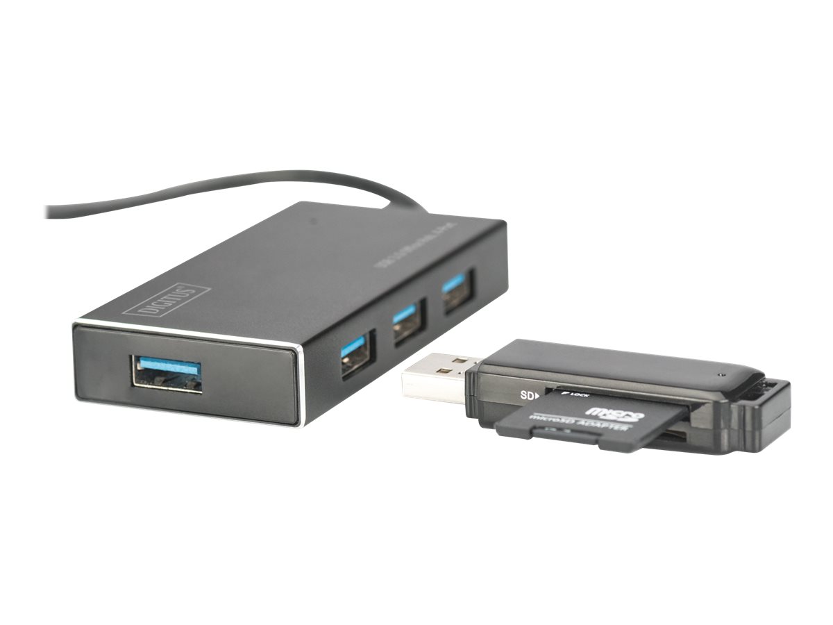 DIGITUS USB-Hub    4-Port 3.0->4xA3.0 m.Netzteil     schwarz