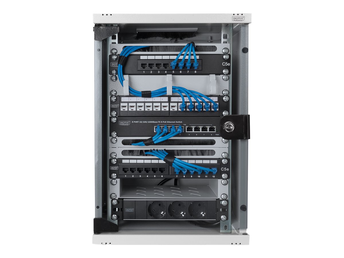 DIGITUS Wandschrank     Compact  9HE 254mm 10 Glastür grau