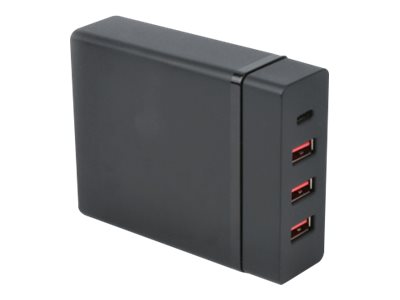 DIGITUS Ladegerät 72W  4 Port 3x USB-A 1x USB-C schwarz