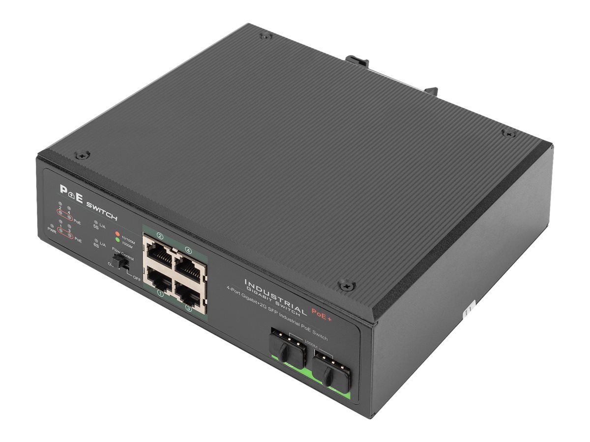 DIGITUS Switch Ind. 4-Port  Gigabit 30W PoE Unmanaged schwar
