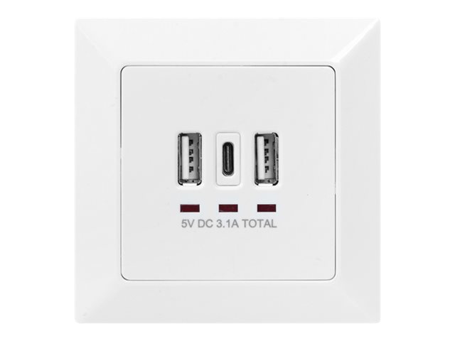 DIGITUS Unterputz Ladedose USB 2x USB A 1x USB Type-C, weiss