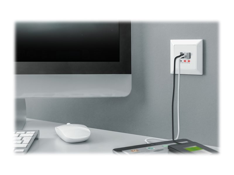 DIGITUS Unterputz Ladedose USB 2x USB A 1x USB Type-C, weiss