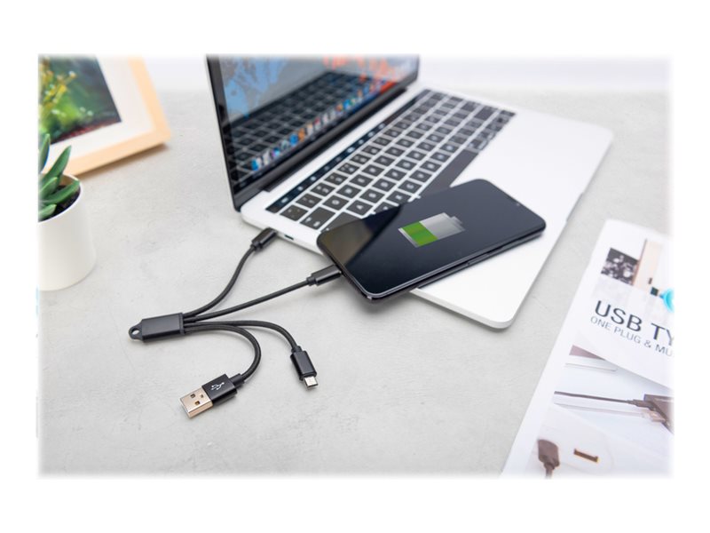 DIGITUS 3-in-1 Ladekabel USB A Lightning + Micro USB + USB-C