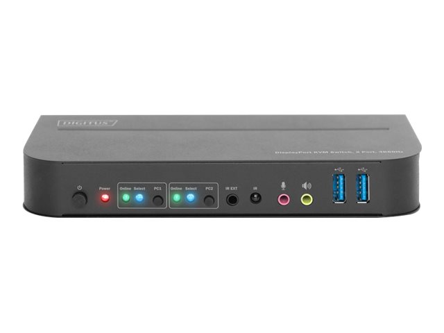 DIGITUS KVM Switch, 2-Port, 4K60Hz, 2xDP in, 1xDP/HDMI out