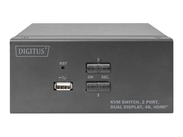 DIGITUS KVM Switch, 2-Port, Dual-Display. 4K, HDMI