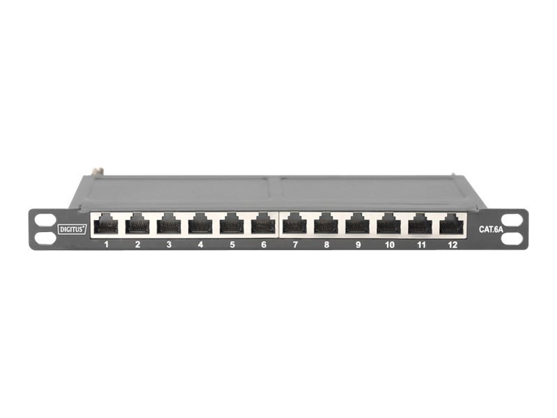 DIGITUS Patchpanel 10 Cat6A 12x RJ45 0,5HE geschirmt schw