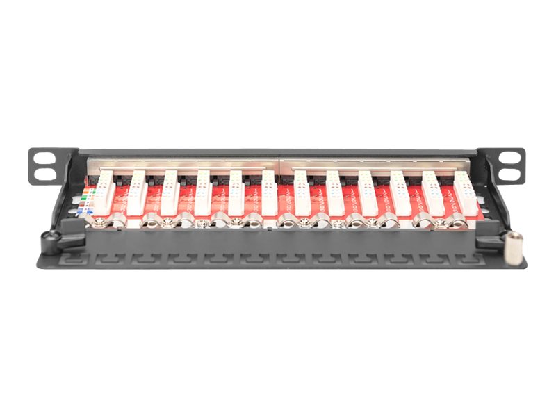 DIGITUS Patchpanel 10 Cat6A 12x RJ45 0,5HE geschirmt schw