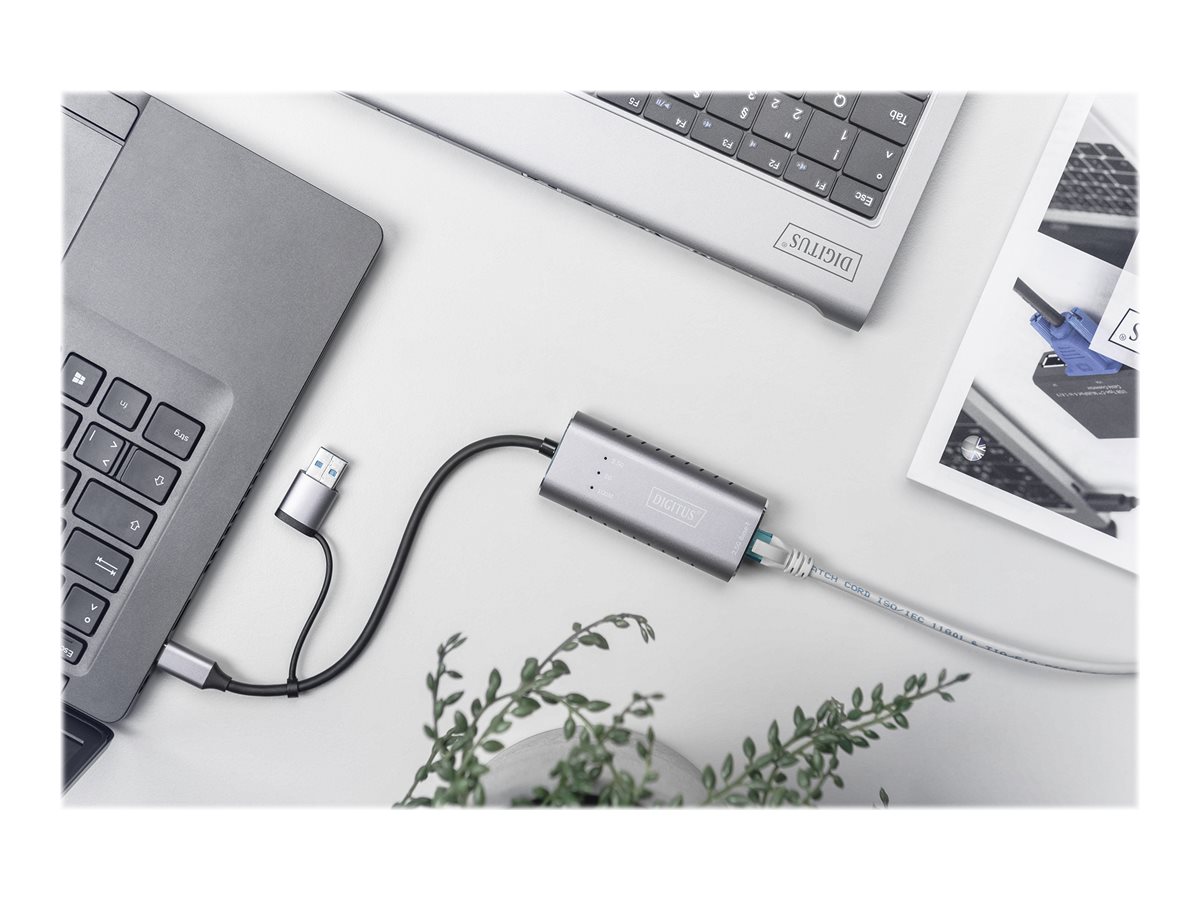 DIGITUS USB Type-C Gigabit Ethernet Adap. 2.5G USB-C+USB A