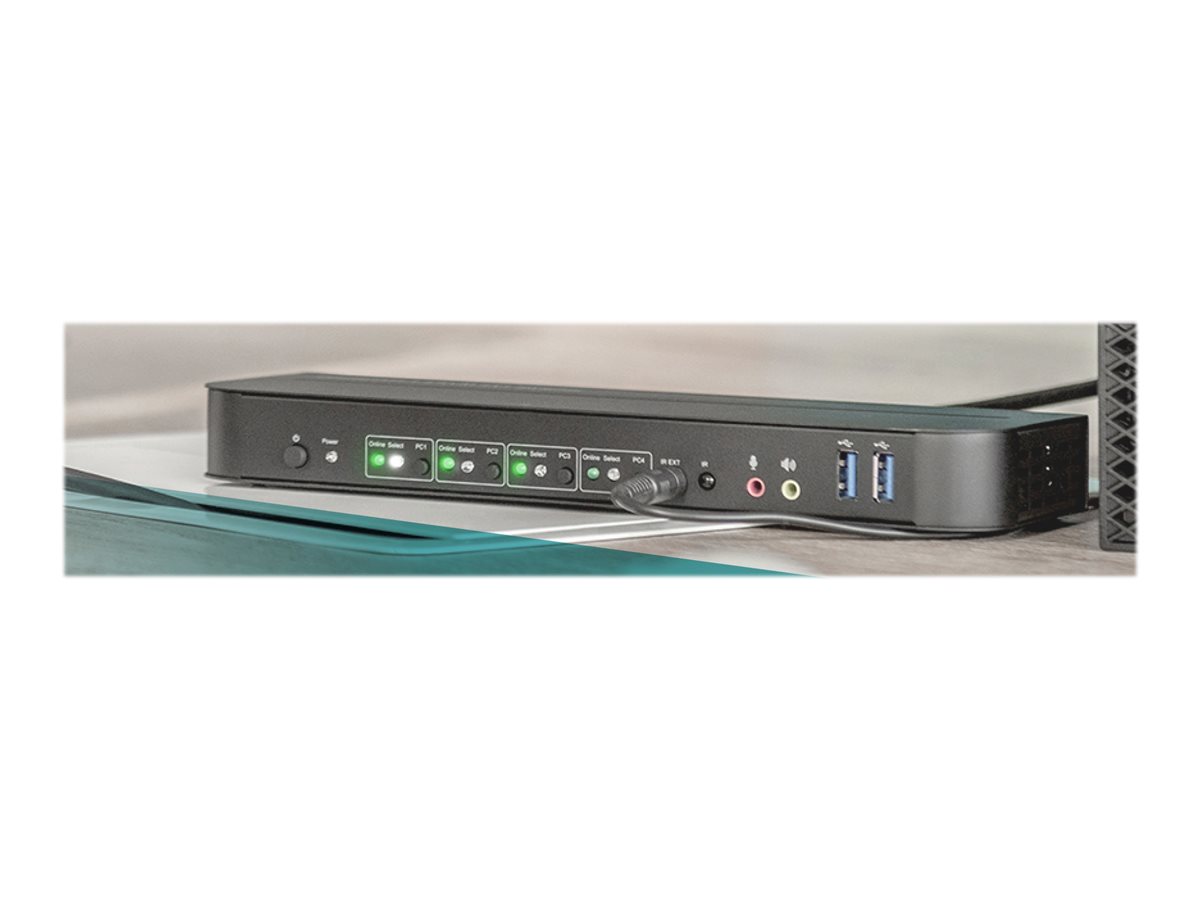 DIGITUS KVM Switch 4-Port, 4K60Hz, 4x DP in, 1x DP/HDMI out