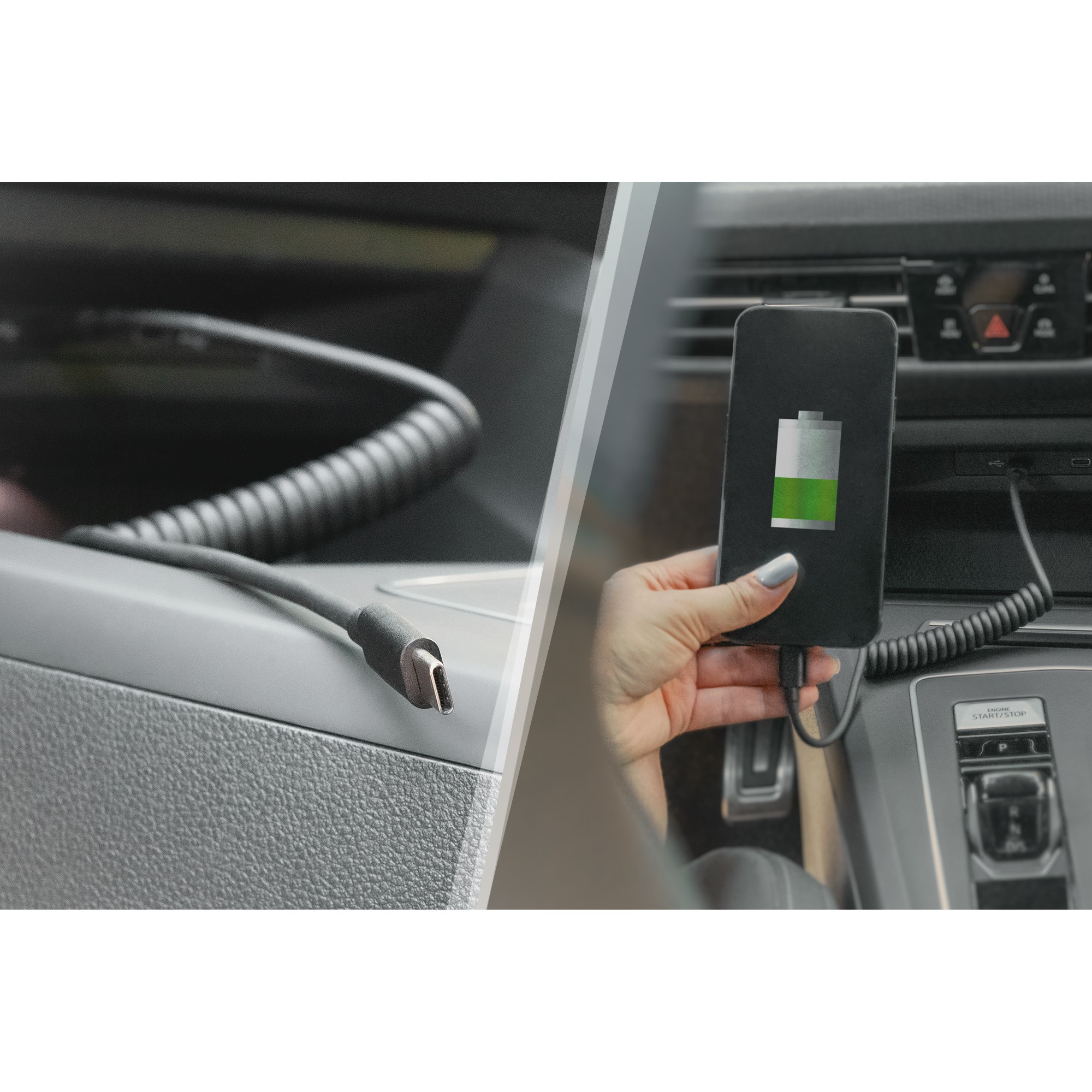 DIGITUS Ladekabel USB-C->USB-C Spiralkabel        1m schwarz