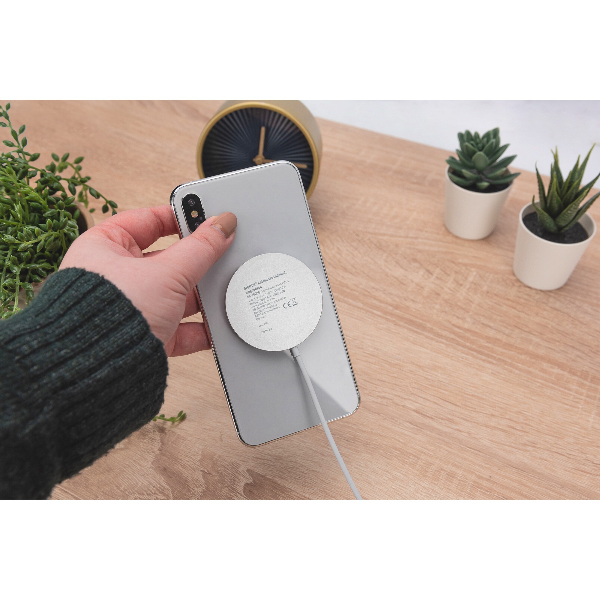 DIGITUS Ladegerät wireless 15W magnetisch für Apple, weiß