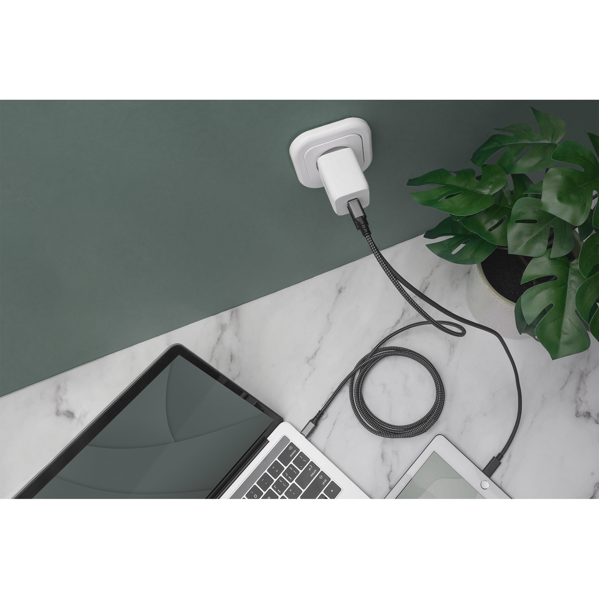DIGITUS Ladegerät 65W  2 Port 2x USB-C GaN      weiß