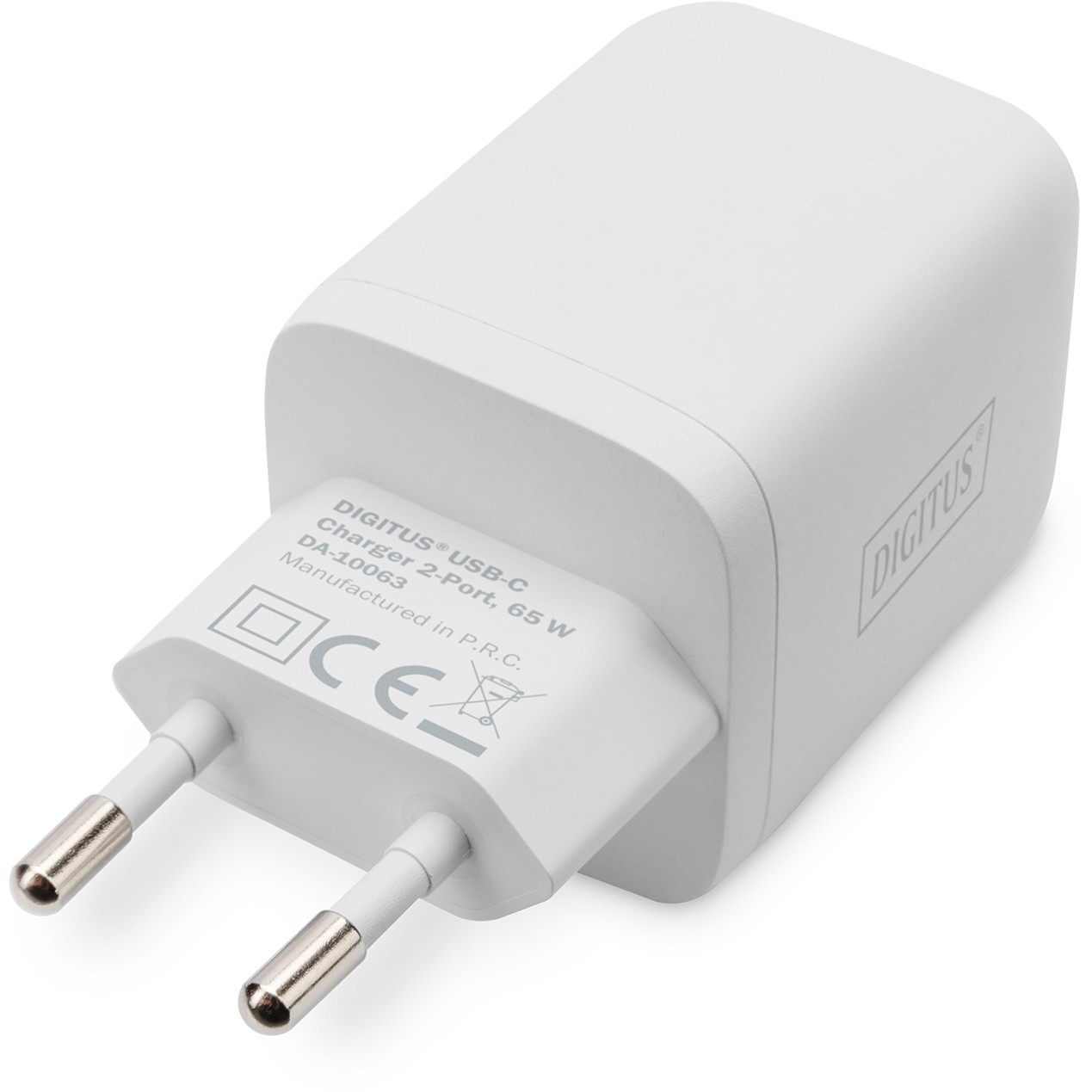 DIGITUS Ladegerät 65W  2 Port 2x USB-C GaN      weiß