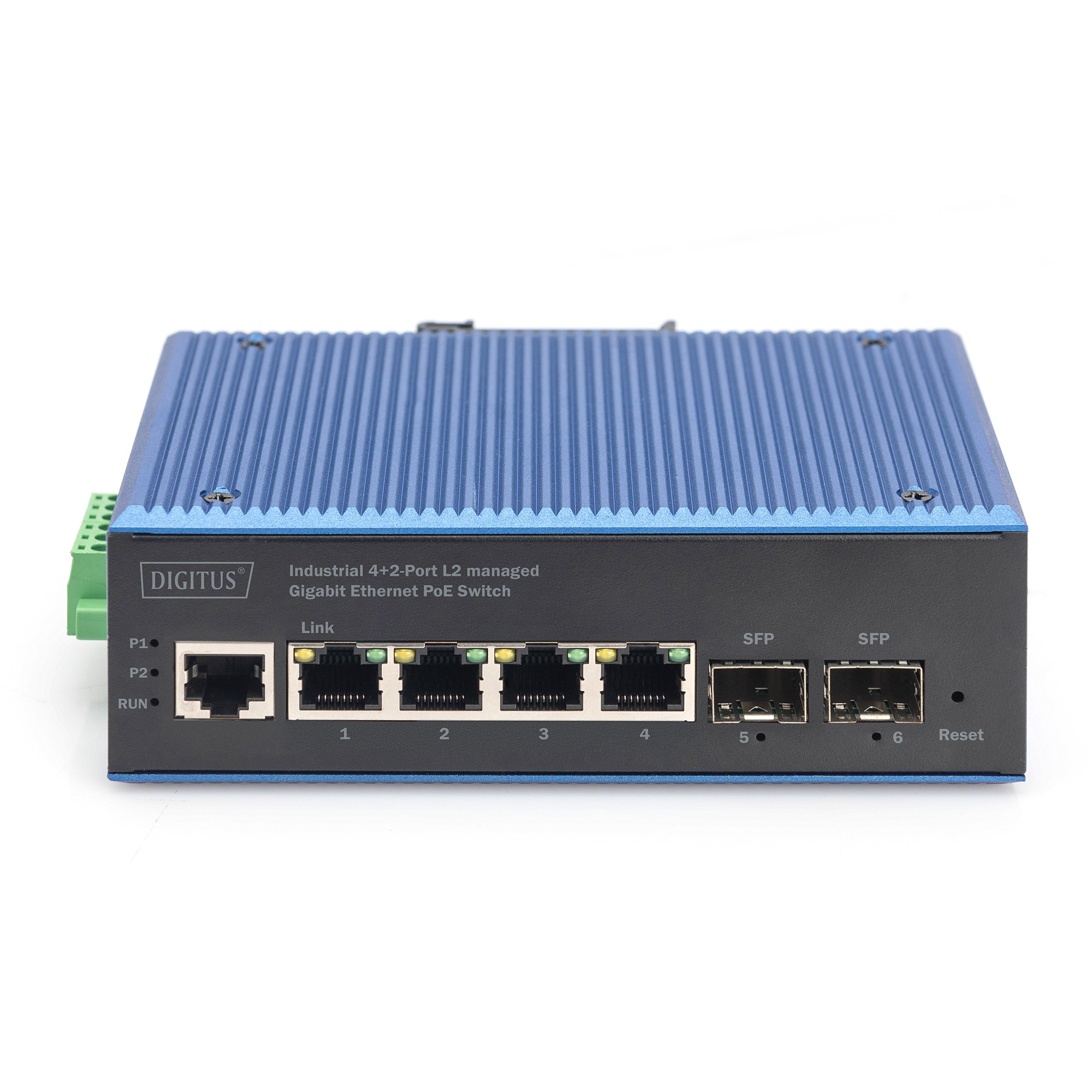 DIGITUS Switch 4+2-Port Ind. L2 managed Gigabit Ethernet PoE