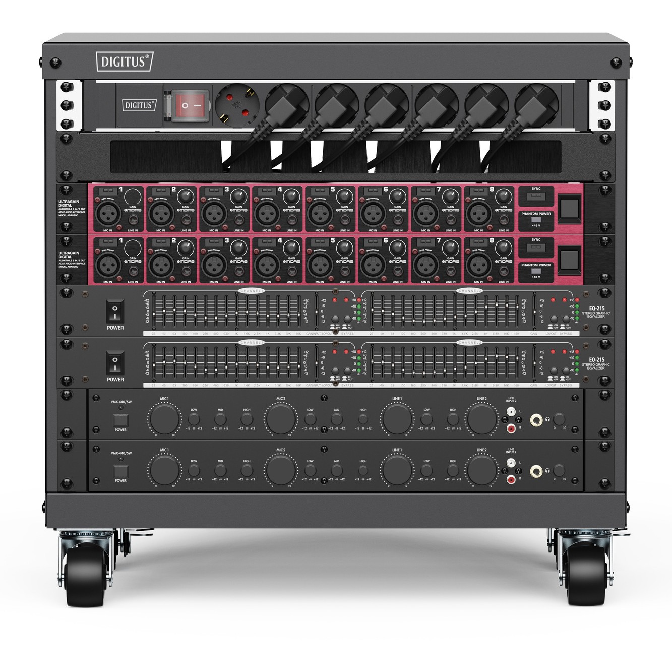 DIGITUS Universal 19-Zoll Equipment Rack mit Rollen, 8HE