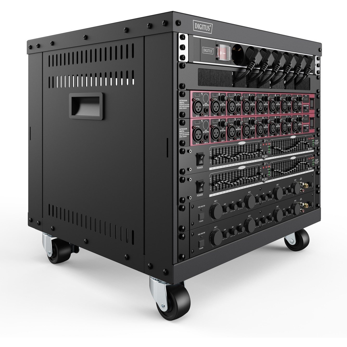 DIGITUS Universal 19-Zoll Equipment Rack mit Rollen, 8HE