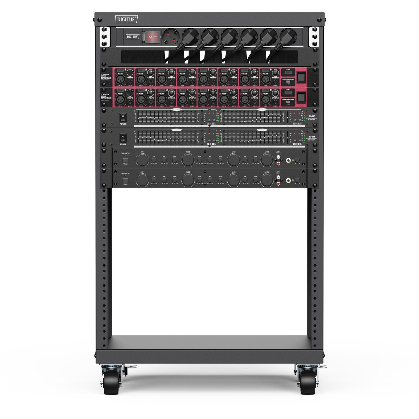 DIGITUS Universal 19-Zoll Equipment Rack mit Rollen, 16HE