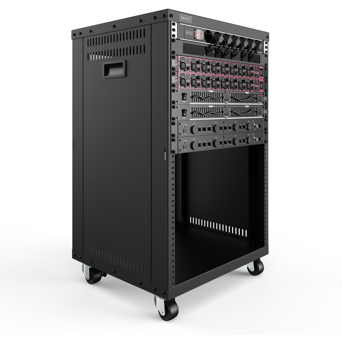 DIGITUS Universal 19-Zoll Equipment Rack mit Rollen, 16HE