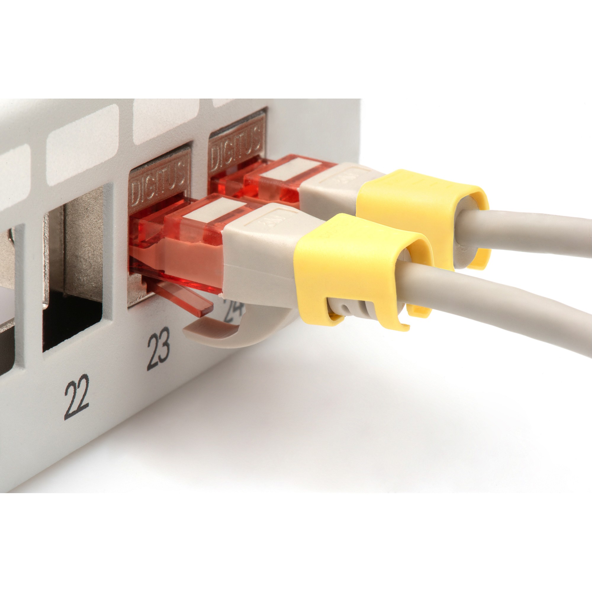DIGITUS Farbclips für Patchkabel RJ45 100 Stück gelb