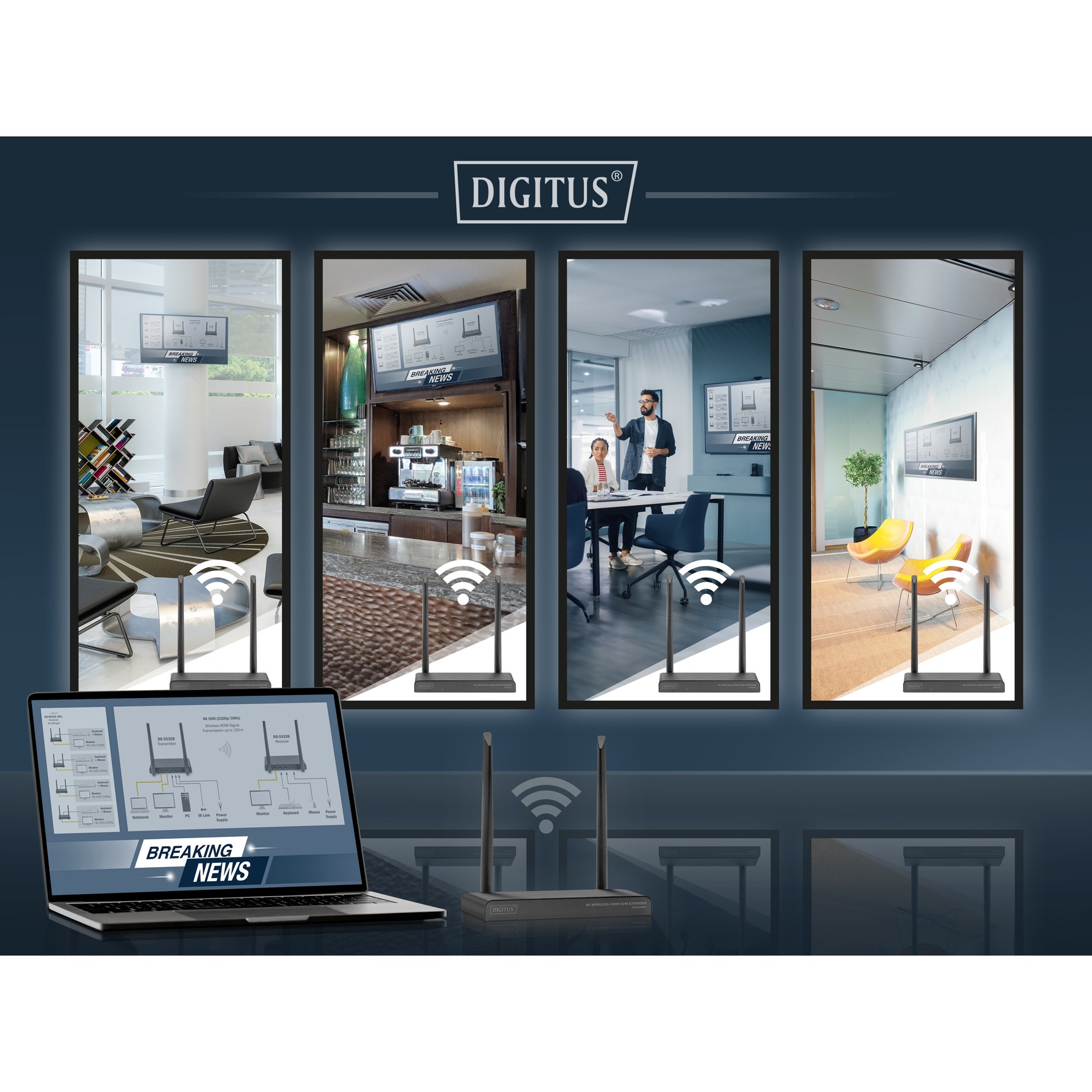 DIGITUS Wireless HDMI Extender Set bis 150m 4K/30Hz