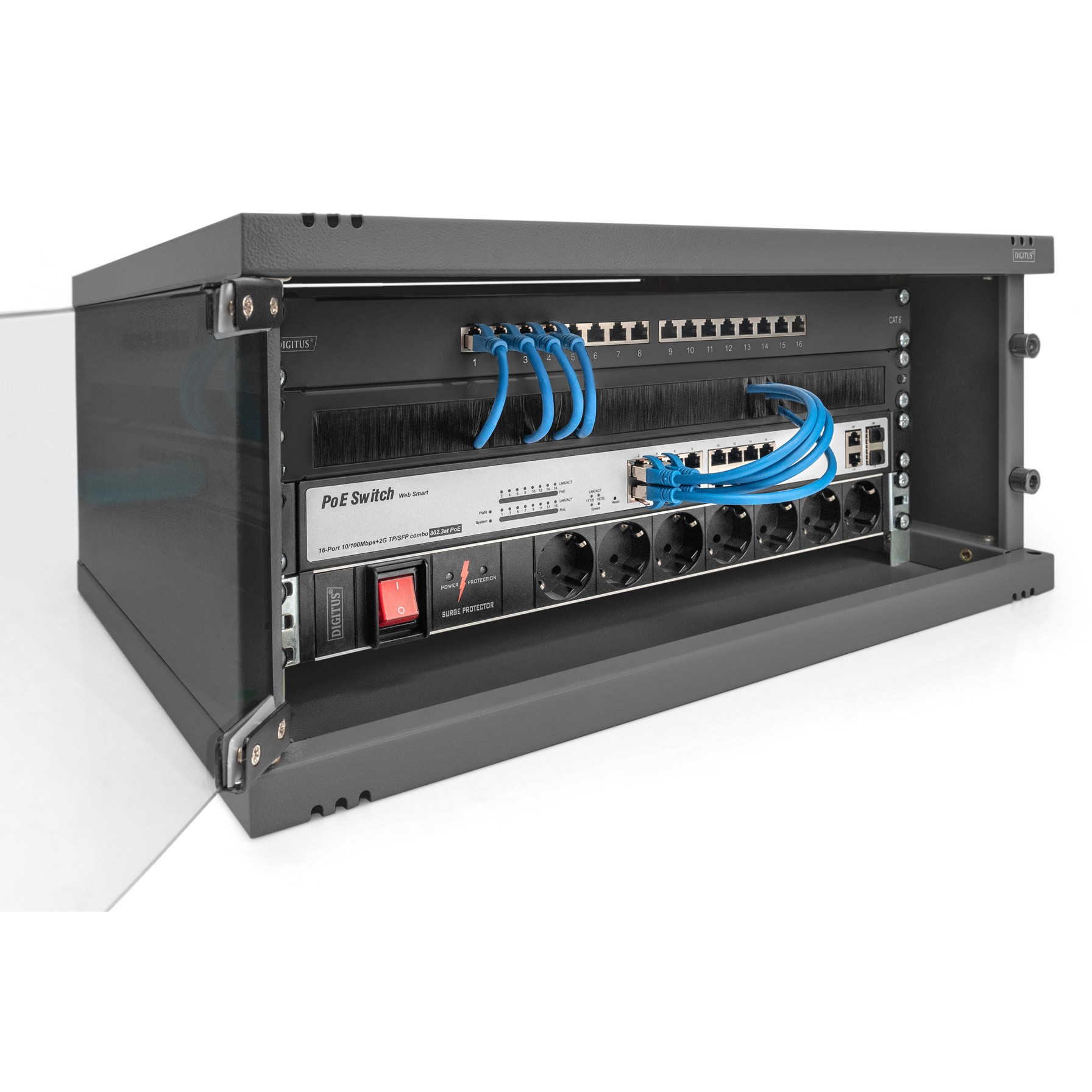 DIGITUS Wandgehäuse SOHO      4HE 241x540x400mm schwarz unm.