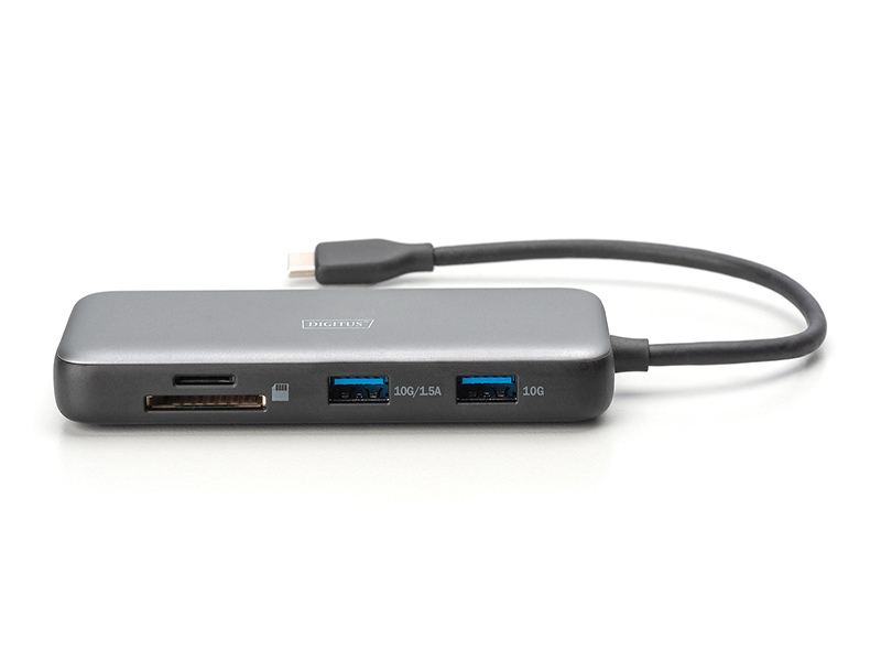 DIGITUS Docking USB-C->HDMI,USB3.0,RJ45,SD,MicroSD,CPD Alu s