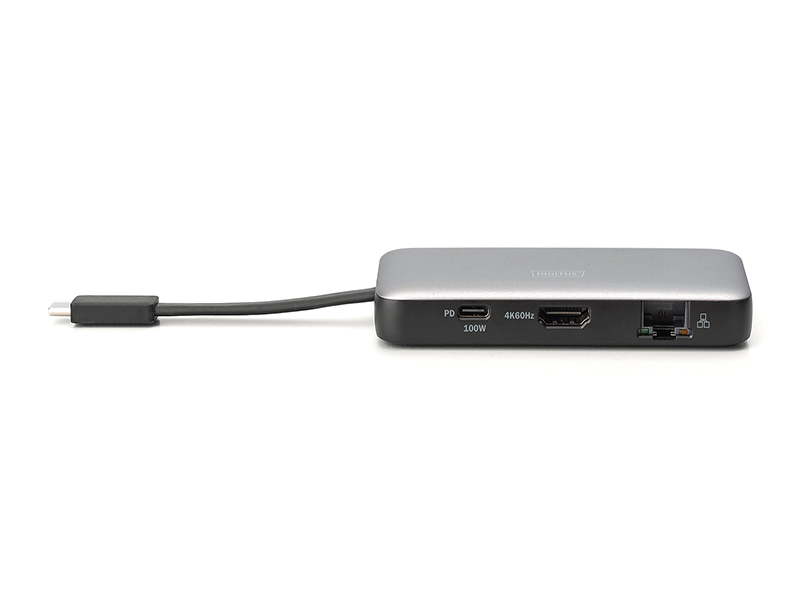 DIGITUS Docking USB-C->HDMI,USB3.2,RJ45,SD,MicroSD,PD silber