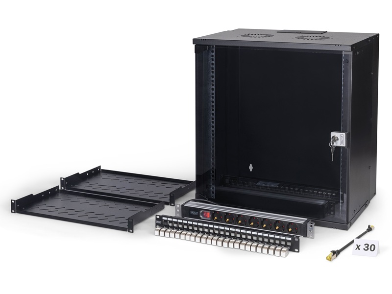 DIGITUS Netzwerk-Set 483 mm (19) - 12HE, 540x400 mm (BxT)sw