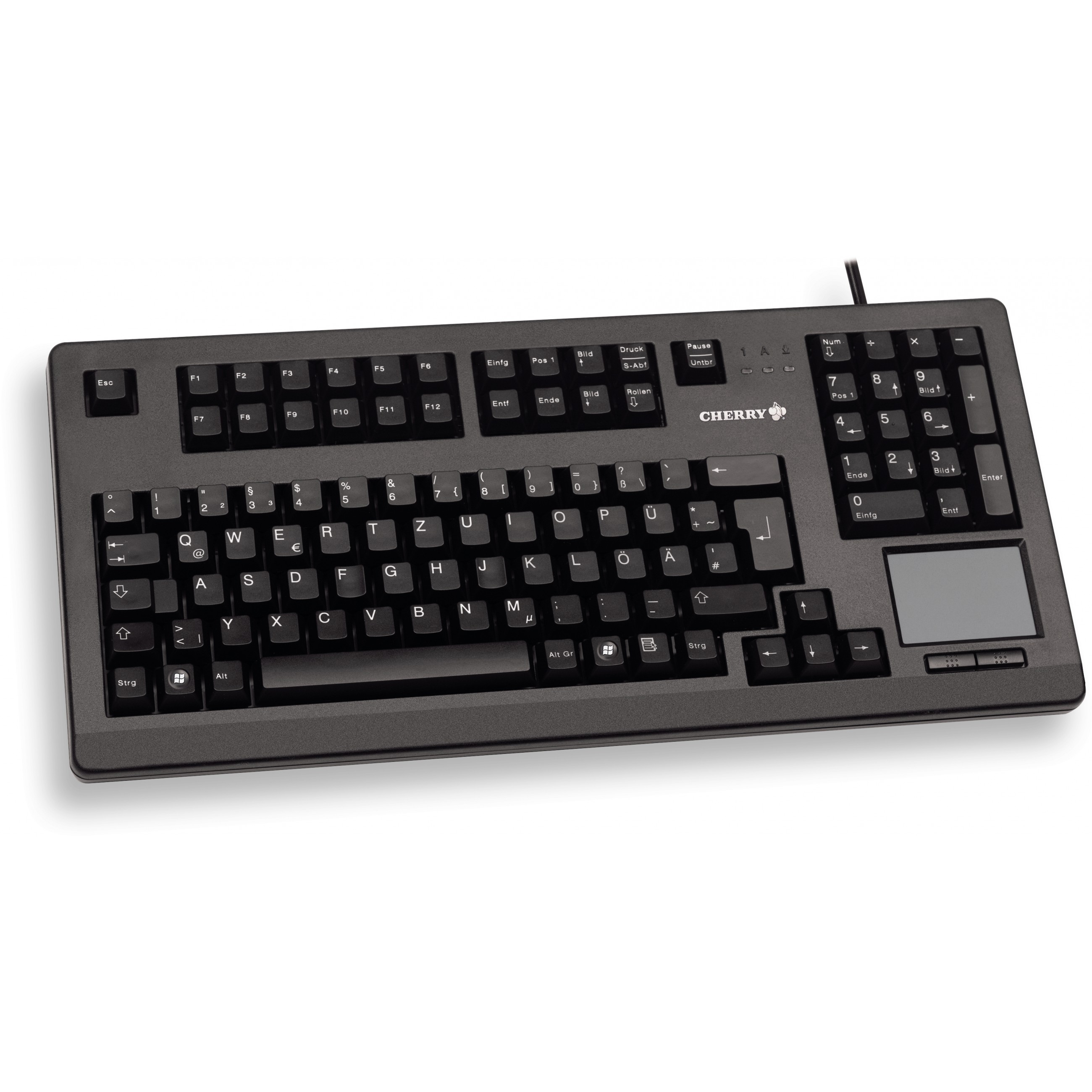 CHERRY TouchBoard G80-11900 Kabelgebundene Tastatur mit Touchpad, Schwarz, USB (QWERTZ - DE)