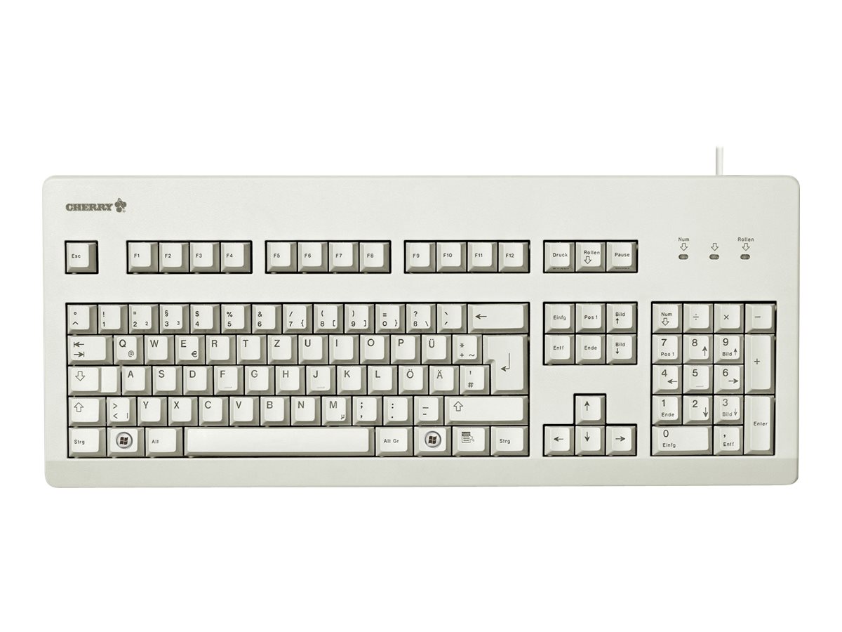 CHERRY G80-3000 Schwarze SWITCH Kabelgebundene Tastatur, Hell Grau, USB/PS2 (QWERTZ - DE)