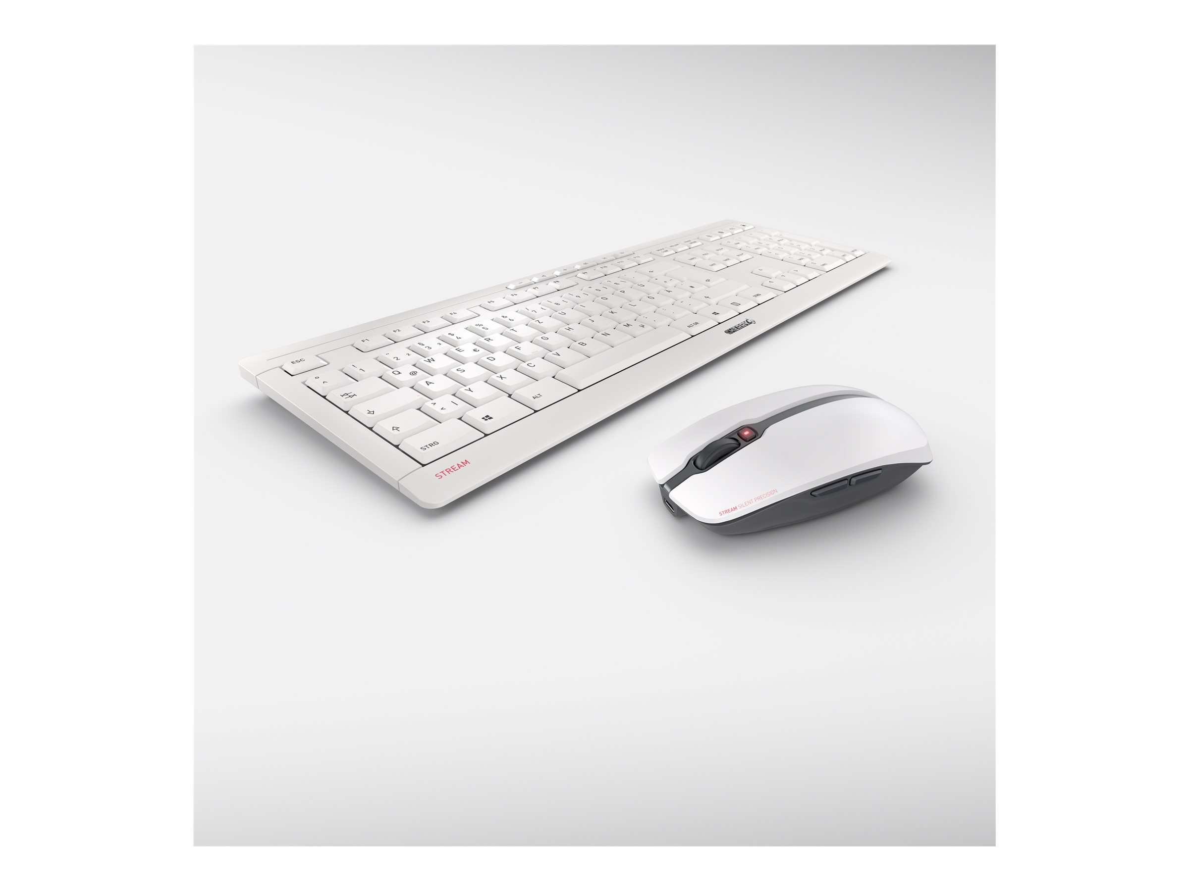 CHERRY Stream Desktop Recharge Tastatur Maus enthalten Universal RF Wireless QWERTZ Deutsch Grau